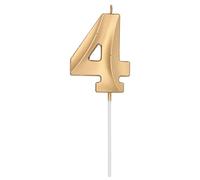 Folat 18874 Bougie Glamour Chiffre 4 Doré Métallique