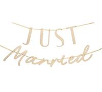 Folat 21340 Bannière de Décoration Just Married Ensemble Guirlande de Lettres - JUST Married - Mariage - Bois - 3 mètres Guirlande Vintage, décoration de Fête et mariage