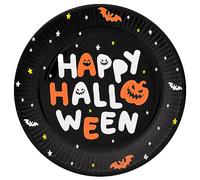 Folat Assiettes avec 'Happy BoOo-23 cm-8 pièces fête d'Halloween, Hantée Decorations, Soirée à Thème Squelette, Fantôme Citrouille, La Sorcière, 23870, Multicolore, 23 centimeters