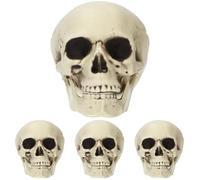 Folat 23916 Halloween Décoration - Décoration - Crâne - Halloween - 14 x 17 x 19 cm, Blanc (Lot de 4)