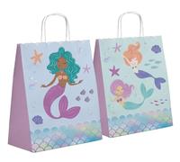 Folat 23931 Décoration d'anniversaire Sirène Bleue avec paillettes Irisé - Sacs cadeaux - Mermaid Magic - 20 x 27 cm - 6 pièces - Décoration de sirène pour fête Sirène Fille Princesse Mer Fête