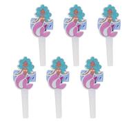 Folat 23934 d'anniversaire Bleue avec paillettes Irisé-Sifflets Mermaid Magic-6 pièces-Décoration Sirène Fille Princesse Mer Fête, Bleu