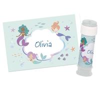 Folat 23935 d'anniversaire Bleue avec paillettes Irisé-Bulles de savon autocollant-Mermaid Magic-6 pièces-Décoration Sirène Fille Princesse Mer Fête, Multicolore