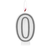 Folat 24160 Bougie Numéro - Bougie Simply Chique Silver Chiffre 0-9 cm - Bougies de Gâteau pour la décoration de D'anniversaire, Anniversaire, Anniversaires de Mariage, Gâteau de Mariage