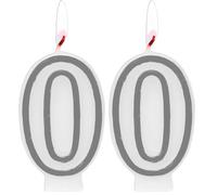 Folat 24160 Bougie Numéro - Bougie Simply Chique Silver Chiffre 0-9 cm - Bougies de Gâteau pour la décoration de D'anniversaire, Anniversaire, Anniversaires de Mariage, Gâteau de Mariage (Lot de 2)