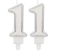 Folat 24161 Bougie Numéro - Bougie Simply Chique Silver Chiffre 1-9 cm - Bougies de Gâteau pour la décoration de D'anniversaire, Anniversaire, Anniversaires de Mariage, Gâteau de Mariage (Lot de 2)