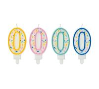 Folat 24170 Bougie Numéro - Bougie Sprinkles Chiffre 0 Assorti - 9 cm - Bougies de Gâteau pour la décoration de D'anniversaire, Anniversaire, Anniversaires de Mariage, Gâteau de Mariage