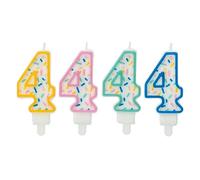 Folat 24174 Numéro Sprinkles Chiffre 4 Assorti-9 cm-Bougies décoration de D'anniversaire, Happy Birthday, Anniversaires, Gâteau de Mariage, Multicolore