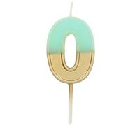 Folat 24220 Bougie Numéro - Bougie Retro Chiffre 0 Bleu Clair - 5 cm - Bougies de Gâteau pour la décoration de D'anniversaire, Anniversaire, Happy Birthday, Anniversaires de Mariage, Gâteau de Mariage