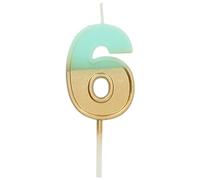 Folat 24226 Numéro Retro Chiffre 6 Bleu Clair-Bougies décoration de D'anniversaire, Happy Birthday, Anniversaires, Gâteau de Mariage
