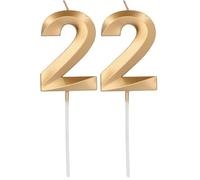 Folat 24232 Numéro Glamour Chiffre 2 Doré Métallique-Bougies décoration de D'anniversaire, Happy Birthday, Anniversaires, Gâteau de Mariage, Gold (Lot de 2)