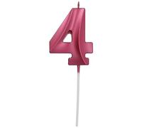 Folat 24244 Bougie Numéro - Bougie Glamour Chiffre 4 Rose Métallique - Bougies de Gâteau pour la décoration de D'anniversaire, Anniversaire, Happy Birthday, Anniversaires de Mariage, Gâteau de Mariage