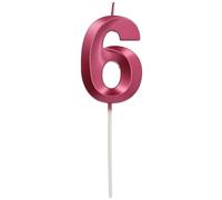 Folat 24246 Numéro Glamour Chiffre 6 Rose Métallique-Bougies décoration de D'anniversaire, Happy Birthday, Anniversaires, Gâteau de Mariage, 7 cm