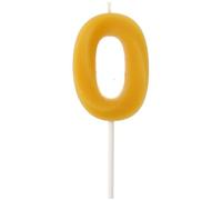 Folat 24300 Chiffre 0-Cire dábeille-4,5 cm-Fabrication de Produits naturels, Bougies numérotées d'anniversaire Résistantes aux gouttes, brûlent plus longtemps, parfum de miel, Jaune