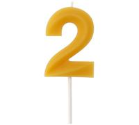 Folat 100% Beeswax Number Candle, Number Candle for Cakes, Birthday Cakes and Decoration, Low Smoke, Drip Resistant, Natural Honey Fragrance (Number 2)