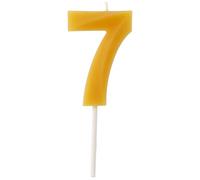 Folat 24307 Chiffre 7-Cire dábeille-4,5 cm-Fabrication de Produits naturels, Bougies numérotées d'anniversaire Résistantes aux gouttes, brûlent plus longtemps, parfum de miel, Jaune