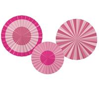 Folat 24314 papier rose Ensemble d'éventails déco-Perfect Pink-3 pièces fête de mariage pour festival, carnaval, décoration d'anniversaire, baby shower filles