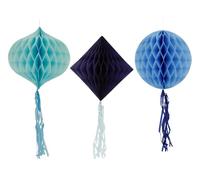 Folat 24321 bleu Kitr Boule en papier-Bold Blue-3 pièces fête de mariage pour festival, carnaval, décoration d'anniversaire, baby shower garçons