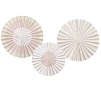 Folat 24326 papier coloré pastel Ensemble d'éventails déco-Playful Powder-3 pièces fête de mariage pour festivals, carnavals, décorations d'anniversaire, baby showers, Rose
