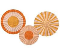 Folat 24332 papier couleur pêche jaune orange Ensemble d'éventails déco-Pretty Peachy-3 pièces fête pour festival, carnaval, décoration d'anniversaire