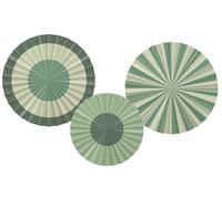 Folat 24344 papier vert Ensemble d'éventails déco-Serene Sage-3 pièces fête pour festival, carnaval, décoration d'anniversaire