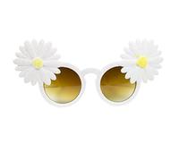 Folat 24844 Lunettes blanches avec fleurs et paillettes