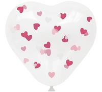 Folat 24883 Ballons en forme de cœur avec confettis roses 30cm - 4 pièces - Coeur Rouge Love Decoration pour Saint-Valentin, Fête Mariage, Fête des Mères