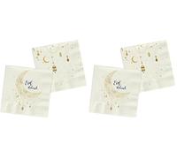 Folat 24894 Decoration Eid Mubarak Serviettes Etoile Lune Blanc Or 33x33 cm 20 pièces - Décoration Ramadan Aid Moubarak (Lot de 2)