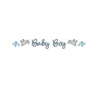 Folat 24983 Shower Garcon-Fanion Lettre Blooming Baby Boy-1,5 mètre-pour Révélation de Genre Decoration, Bleu