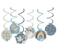 Folat 24985 Shower Garcon Suspendre-Blooming Baby Boy-6 pièces-pour Révélation de Genre Decoration, Bleu