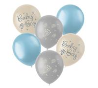 Folat 24987 Decoration Baby Shower Garcon - Ballons Latex - Blooming Baby Boy - 33 cm - 6 pièces - pour Révélation de Genre Decoration