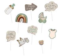 Folat 25020 Decoration Baby Shower - Photobooth Set - Blooming Baby Little One - 10 pièces - pour Révélation de Genre Decoration, Gris