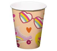 Folat 25030 Groovy Hippie Boho Party - Gobelets - Boho Girlz - 250 ml - 8 pièces - Rétro Rainbow Peace pour Décorations