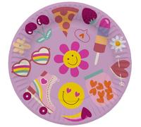 Folat 25031 Groovy Hippie Boho Party - Assietes - Boho Girlz- 23 cm - 8 pièces - Rétro Rainbow Peace pour Décorations