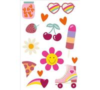 Folat 25039 Groovy Hippie Boho Party - Tatouages - Boho Girlz - Rétro Rainbow Peace pour Décorations