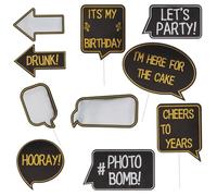Folat 26856 Decoration Party Anniversaire Noir Or ArgentSet Photobooth - Shining Glam - 10 pièces - Pour les anniversaires, y compris les autocollants numérotés de 0 à 14