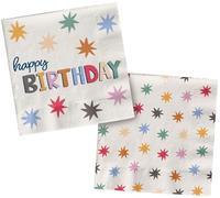 Folat 26862 Décoration Anniversaire blanche avec étoiles colorées - Serviettes - Starburst - 33 x 33 cm - 20 pièces - Déco Vaisselle Accessoires pour Party Fête d'anniversaire pour enfants et adultes