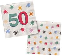 Folat 26878 Décoration Anniversaire blanche avec étoiles colorées - Serviettes - 50 - Starburst - 33 x 33 cm - 20 pièces - Vaisselle Accessoires pour Party Fête d'anniversaire pour enfants et adultes