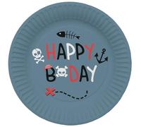 Folat Décoration anniversaire enfant-Assiettes Party-23 cm-8 pièces-Vaisselle fille et garçon de fête pirate, 27468, Multicolore