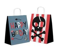 Folat 27473 Décoration anniversaire enfant-Sacs cadeaux 20 x 27 cm-6 pièces-fille garçon pirate Party, Multicolore