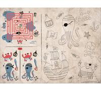 Folat 27477 Décoration anniversaire enfant-Set de table Activités Party-6 pièces-Vaisselle fille et garçon de fête pirate, Multicolore