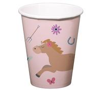 Folat Décoration d'anniversaire Rose-Gobelets-Happy Horses-250 ml-8 pièces-Vaisalle Party thème Cheval, 27502, Multicolore, 23cm