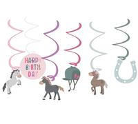 Folat 27507 Décoration d'anniversaire Cheval Rose - Décoration à suspendre - Happy Horses - 6 pièces - Party thème Cheval