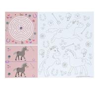Folat 27512 Décoration d'anniversaire Rose-Set de table Activités-Happy Horses-6 pièces-Party thème Cheval, Multicolore
