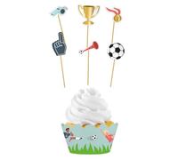 Folat 27582 Football Bleu Vert Set de Décoration pour Cupcakes - Fantastic Football - 6 pièces - Décoration d'anniversaire et le Thème du Football
