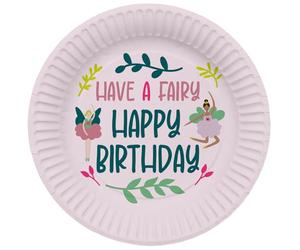 Folat 27602 Assiette jetable anniversaire papier Assiettes - Fabulous Fairy - 23 cm - 8 pièces Motif fée Décorations