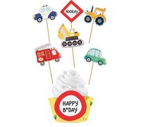 Folat 27676 Cupcake décoration d' anniversaire des voitures Set de décoration pour cupcakes - Wacky Wheels - 6 sets Fournitures de Fête Thème, décoration de véhicule d'ingénierie