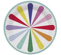 Folat 27768 Décoration d'anniversaire et de fête colorée - Assiettes - Stripetastic - 23 cm - 8 pièces - Articles de fête pour enfants et adultes