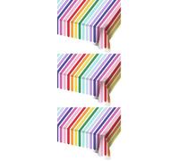 Folat 27770 Décoration d'anniversaire et de fête colorée - Nappe - Stripetastic - 180 x 130 cm - Articles de fête pour Enfants et Adultes (Lot de 3)