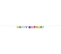 Folat 27777 Décoration d'anniversaire colorée-Guirlande de lettres-HAPPY BIRTHDAY-Stripetastic-1,7 m-Articles de fête pour enfants et adultes, Multicolore